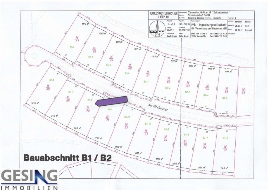 Lageplan Wohngrundst�ck Zarrentin am Schaalsee