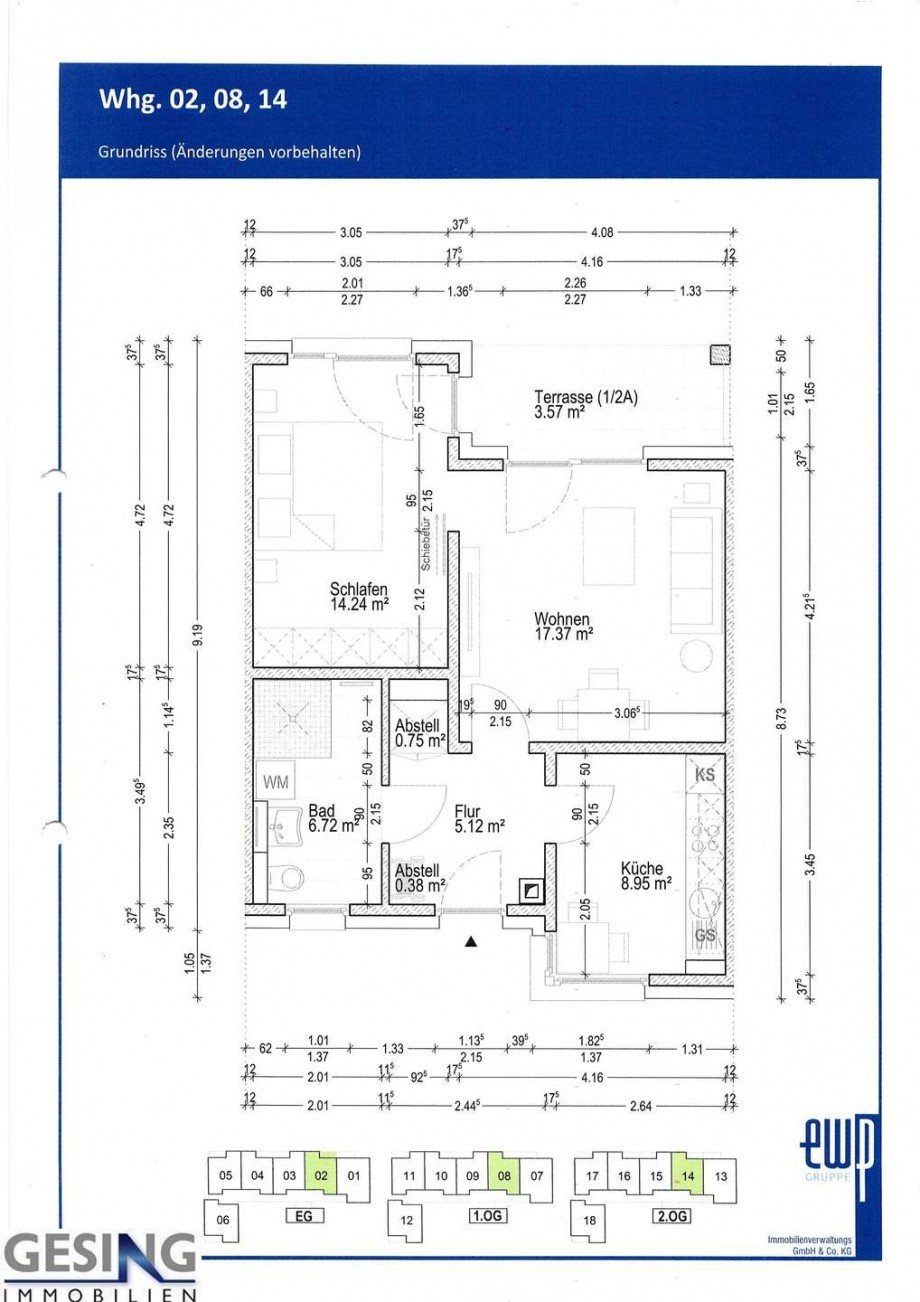 Grundrisse 2, 8, 14 Wohnung Zarrentin am Schaalsee
